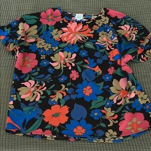 Mint Pink and Orange Boxy Blouse Short Sleeve